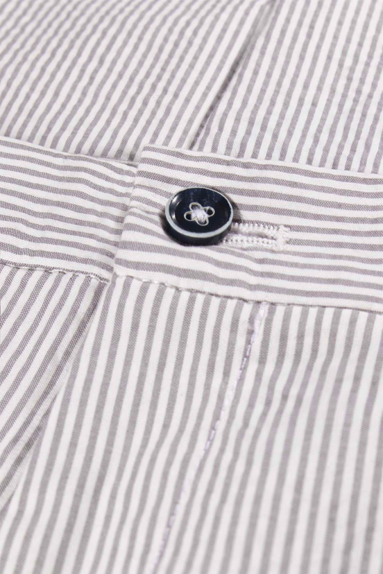 Men's Grey Striped Seersucker Bermuda Shorts | LePantalon