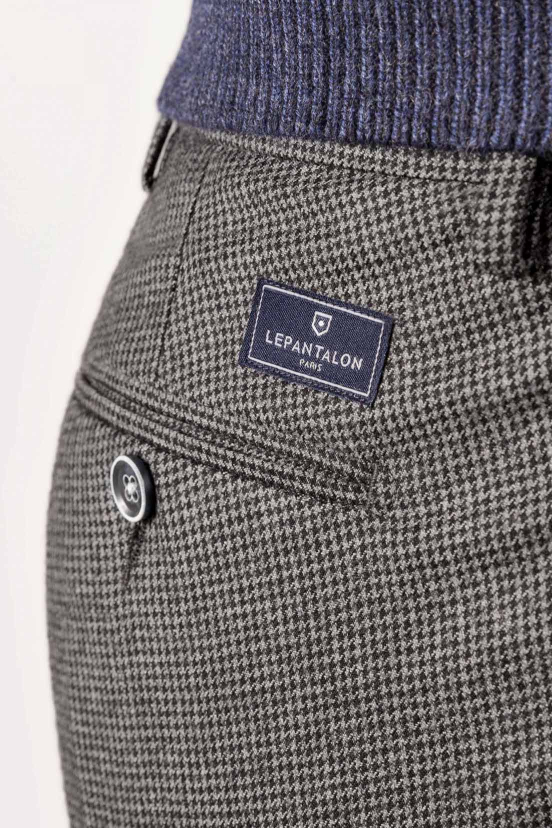 Houndstooth Grey Wool Flannel